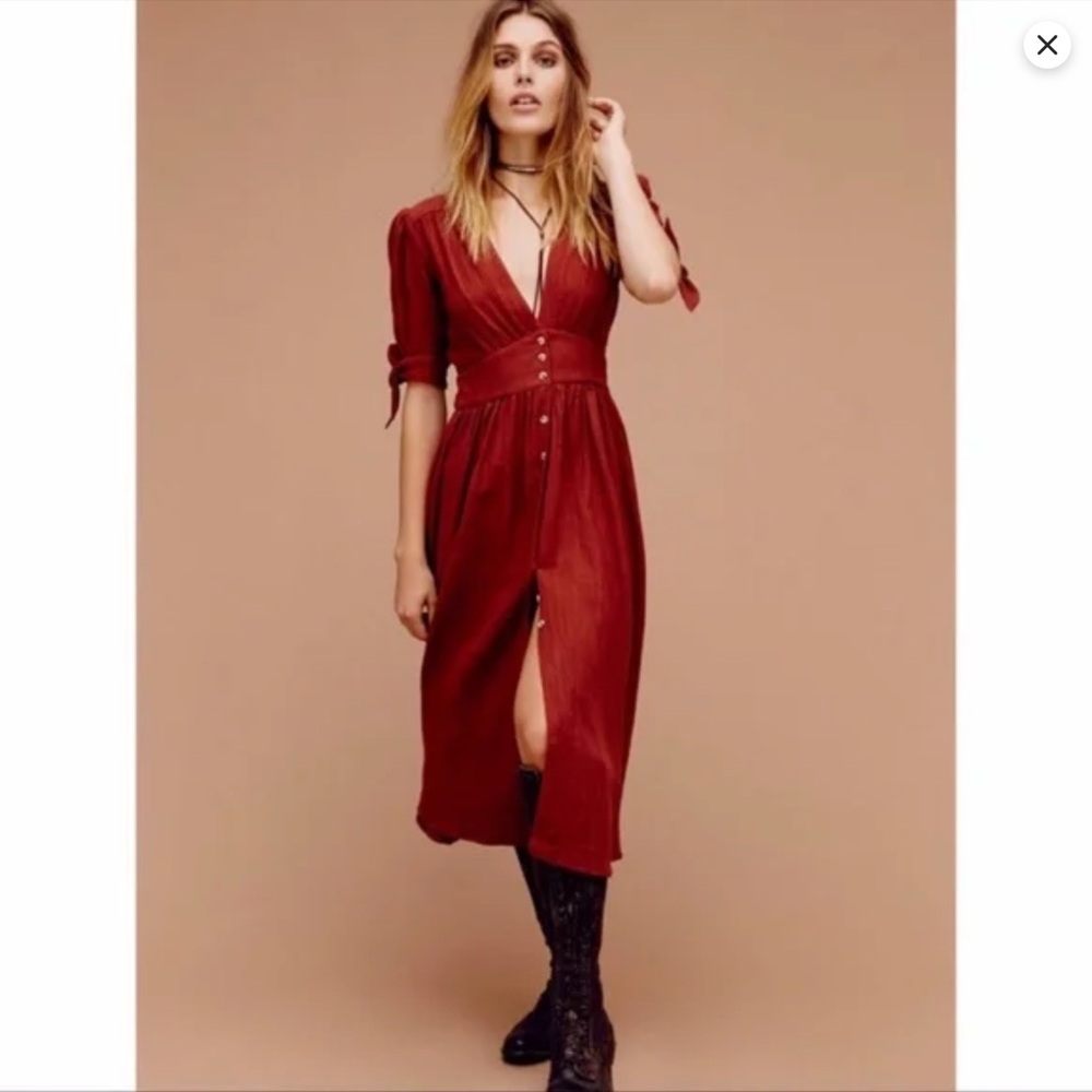 Free People Rust Red Midi Dress